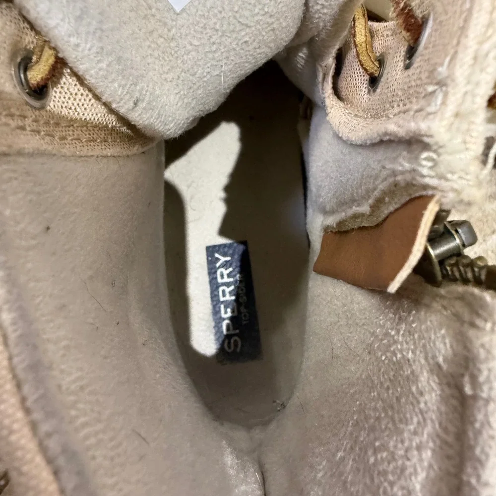 Sperry‎ Women's Duck Boots Waterproof Cream Tan Lace Up Zip Size 7.5